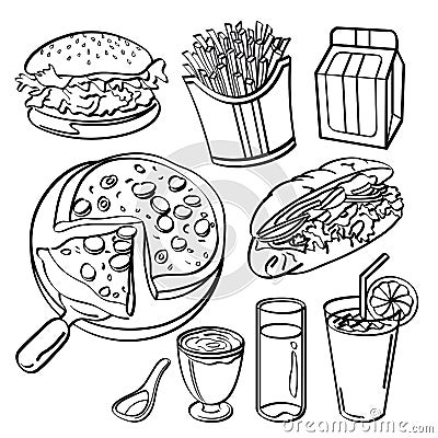 Fast food collection Stock Photo