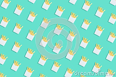 Fast food concepts with french-fried pattern on blue color Stock Photo