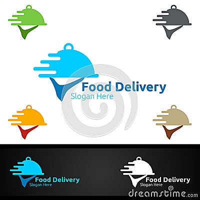 Fast Food Delivery Service Logo for Restaurant, Cafe or Online Catering Delivery Vector Illustration