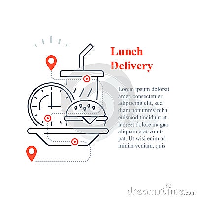 Fast food delivery to home, eat at home, order meal Vector Illustration