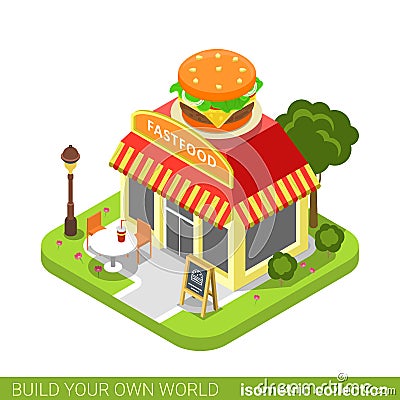 Fast food diner restaurant cafe shop burger shape Vector Illustration