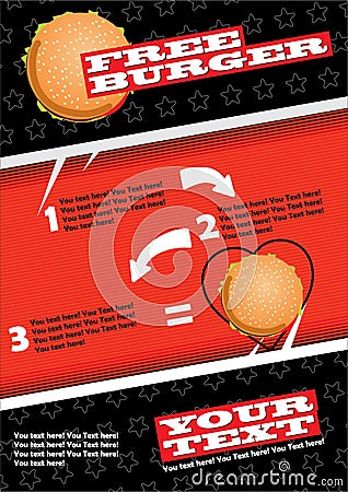 Fast food flyer design vector template in A4 size.Brochure and Layout Design. Free Burger Stock Photo