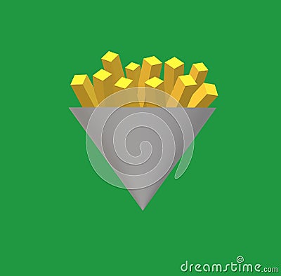 fast food fresh fried potato chips Cartoon Illustration