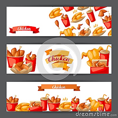 Fast food fried chicken meat. Vector Illustration