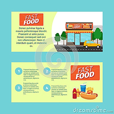 Fast food horizontal flyers Vector Illustration