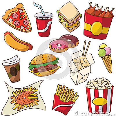 Fast food icon set Vector Illustration