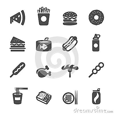 Fast food icon set, vector eps10 Vector Illustration