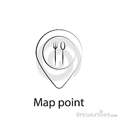 Fast food map, pin outline icon. Element of food illustration icon. Signs and symbols can be used for web, logo, mobile app, UI, Vector Illustration