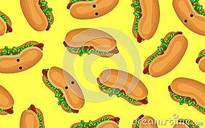 Fast food pattern seamless. Stroke dog for packaging or branding cafes and restaurants Stock Photo