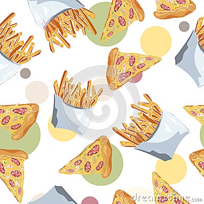 Fast food pattern with taco. Hand draw retro illustration. Vintage design. Vector Illustration