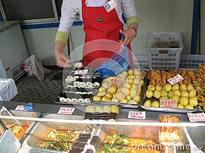 Fast food. Pyongyang. Street trade. North Korea. Editorial Stock Photo