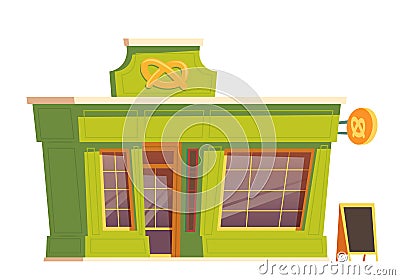 Fast food restaurant or bakery building cartoon Vector Illustration