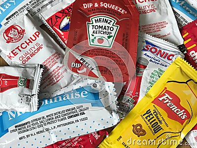 Fast Food Restaurant Chain Condiments Editorial Stock Photo