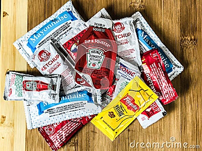 Fast Food Restaurant Chain Condiments Editorial Stock Photo