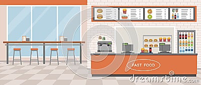 Fast food restaurant interior. Vector Illustration