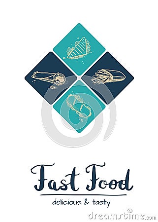 Fast food restaurant vintage menu design Vector Illustration