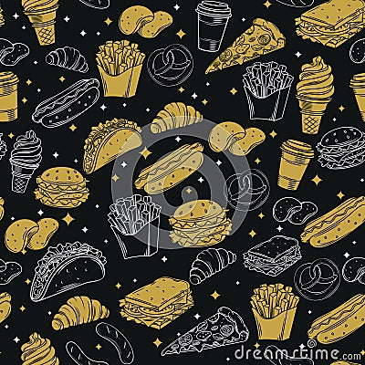 Fast food seamless pattern with Vector Illustration