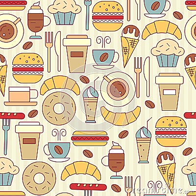 Fast food seamless pattern . Vector Illustration