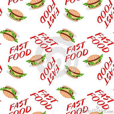 Fast food seamless pattern with sandwiches Vector Illustration