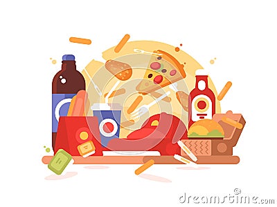 Fast food set Vector Illustration