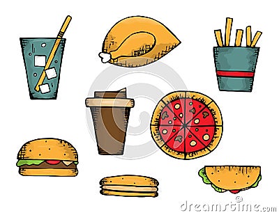 Fast food set Vector Illustration