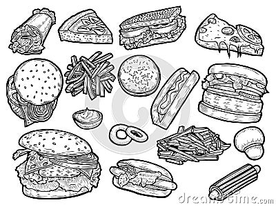 Fast food set Vector Illustration