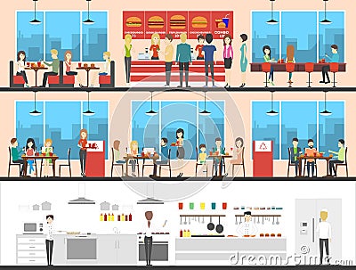 Fast food set. Vector Illustration