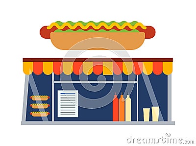 Fast food shop showcase ector illustration. Vector Illustration