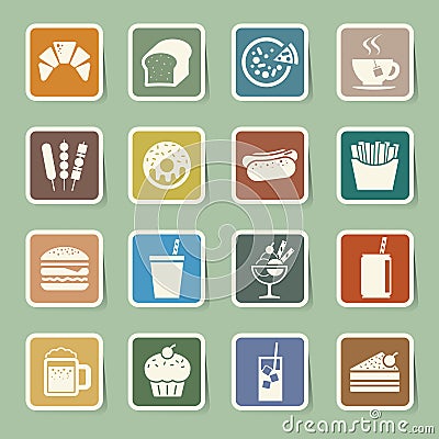 Fast Food sticker icon set Vector Illustration