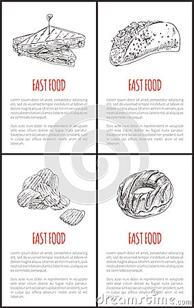 Fast Food Taco Burrito Set Vector Illustration Vector Illustration