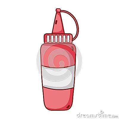 Fast food tomato bottle sauce cartoon isolated icon Vector Illustration