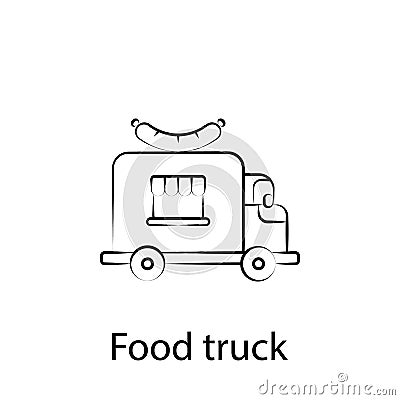 Fast food food truck outline icon. Element of food illustration icon. Signs and symbols can be used for web, logo, mobile app, UI Vector Illustration