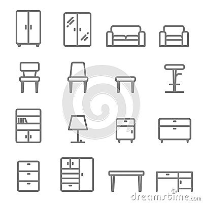 Fast food vector line icon set. Including Chinese noodle box, Taco, nuggets, chips, Rolls, Soft drink and more Vector Illustration