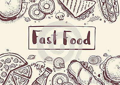 Fast food vintage hand drawn graphic design Vector Illustration