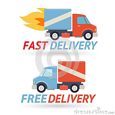 Fast Free Delivery Symbol Shipping Truck Icon Vector Illustration