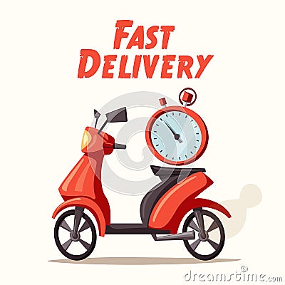 Fast and free delivery. Vector cartoon illustration. Vector Illustration