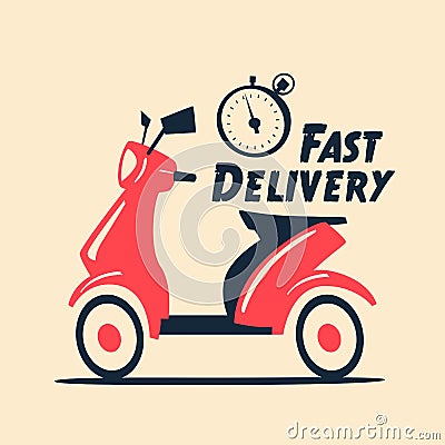 Fast and free delivery. Vector cartoon illustration. Vector Illustration