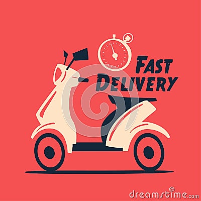 Fast and free delivery. Vector cartoon illustration. Vector Illustration