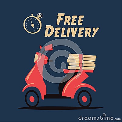 Fast and free delivery. Vector cartoon illustration. Vector Illustration