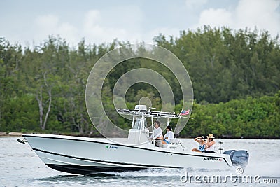 Fast and fun Miami boating. Tourist recreation on the weekends Editorial Stock Photo