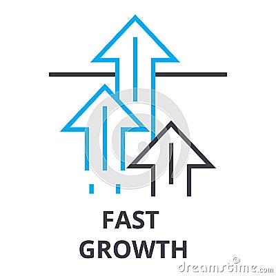 Fast growth thin line icon, sign, symbol, illustation, linear concept, vector Vector Illustration