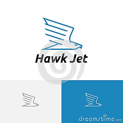 Fast Hawk Jet Eagle Falcon Flying Bird Monoline Logo Template Vector Illustration