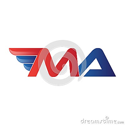 Fast initial letter MA logo vector wing Vector Illustration