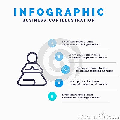 Fast, Meditation, Training, Yoga Line icon with 5 steps presentation infographics Background Vector Illustration