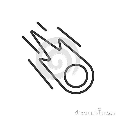 Fast meteorite icon in line design. Fast, meteorite, space, speed, asteroid, collision, rock on white background vector Vector Illustration