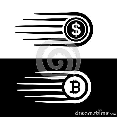Fast money bitcoin motion line coin vector Vector Illustration