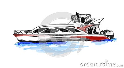 Fast motorboat or yacht Vector Illustration