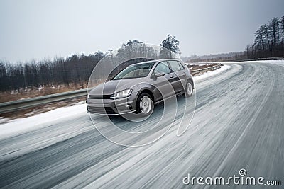 Fast moving car Stock Photo