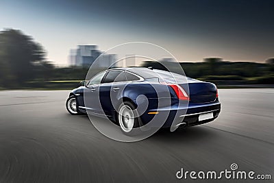 Fast moving premium luxury car Stock Photo