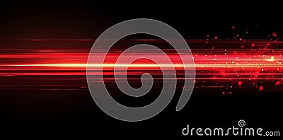 A fast-moving red light line background, symbolizing high-speed motion, designed with a digital technology texture Stock Photo